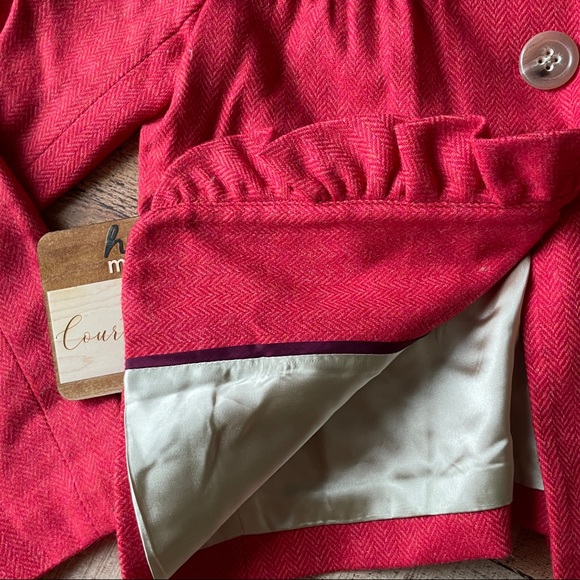 JCrew Ruffle Accent Crop Blazer sz 4 wool - Picture 3 of 3